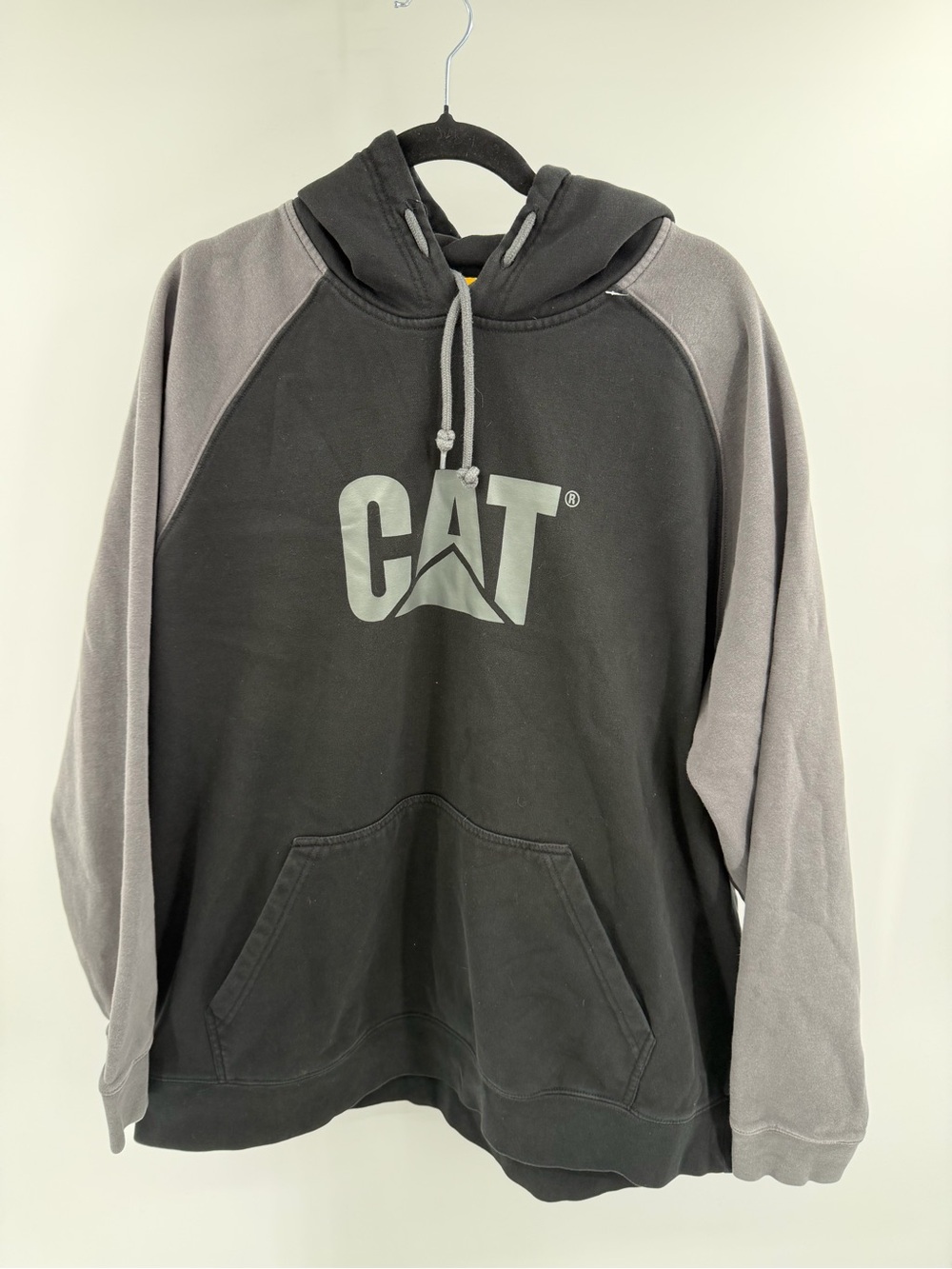 CAT Black and Gray Pullover Hooded Sweatshirt Size 2XL Mens